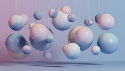 Pastel 3D Abstract Floating Spheres Background