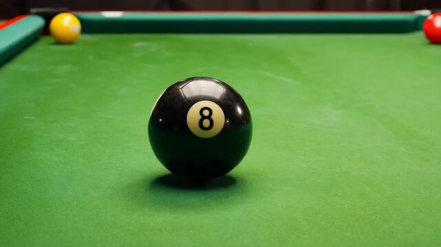 billiard balls on green pool table.ai 