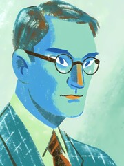 Portrait of man with glasses illustration art drawing digital art character design artwork style person