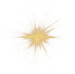 Golden burst with radiant streaks and particles, resembling a festive firework or light explosion.