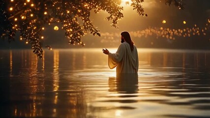 Baptism of Jesus at Sunset Religious Symbolism and Spiritual Rebirth