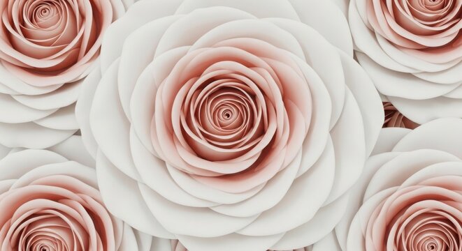 Elegant pink and white roses close up floral pattern beauty