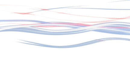Horizontal flow of red and blue streaks visualizing fluid dynamics or thermal gradients on transparent background.