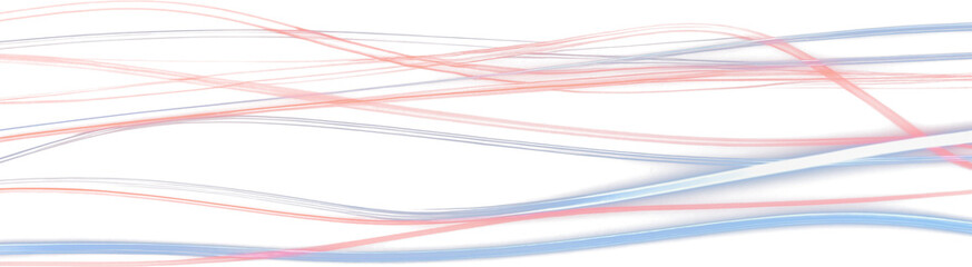 Horizontal flow of red and blue streaks visualizing fluid dynamics or thermal gradients on transparent background.