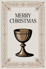 Merry Christmas with Chalice Illustration for Religious Holiday Greeting
