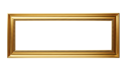 Elegant Golden Picture Frame Isolated on Black Background with Detailed Ornament