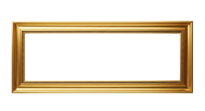 Elegant Golden Picture Frame Isolated on Black Background with Detailed Ornament