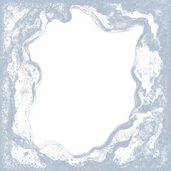 Square icy frame with frosty crystal edges, perfect for winter-themed designs on transparent background.