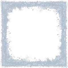 Square icy frame with frosty crystal edges, perfect for winter-themed designs on transparent background.