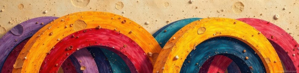 Dynamic hand-painted arcs, earthy tones, textured backdrop,  background,  contemporary