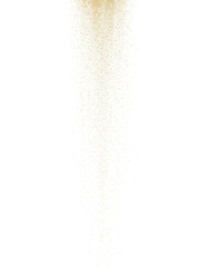 Scattered golden particles with soft shimmer, creating a dynamic and elegant texture on transparent background.