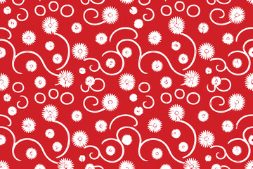 pattern red background monochrome dot ring and swirl seamless decorative tile