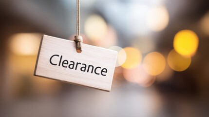 Sale banner hanging inside a mall with bold text reading clearance, showcasing a vibrant shopping atmosphere and enticing customers to explore deals