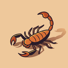 Obraz premium Cartoon Scorpion with Shadow in Vector Art Style