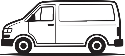 Obraz premium Side view vector outline of a commercial panel van for delivery services logistics and urban transportation