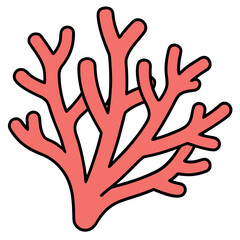 Obraz premium Illustration of a Red Coral Branch on a White Background