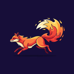 Fiery fox running vector illustration