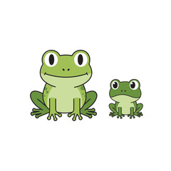 Two cute cartoon frogs