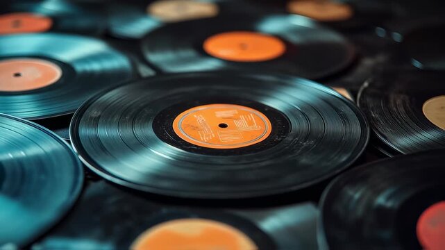 Vinyl Records Rotating, A Nostalgic Journey Through Music History and Timeless Sound Experience