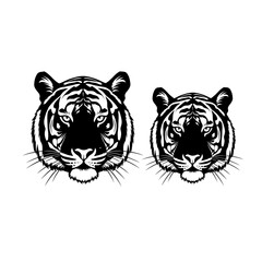 Black and white tiger head vector illustration