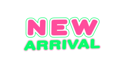 Neon New Arrival Bold Typography Graphic. High-Contrast Pink and Green Text Effect for Product Launch Banner, E-commerce, and Modern Retail Promotion.