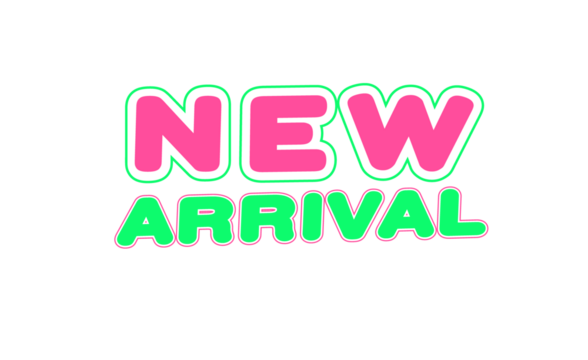 Neon New Arrival Bold Typography Graphic. High-Contrast Pink and Green Text Effect for Product Launch Banner, E-commerce, and Modern Retail Promotion.