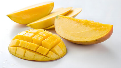 Fototapeta premium Fresh mango slices ready to eat tropical fruit