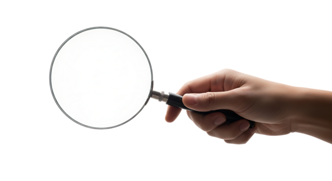 Hand holding magnifying glass concept of search investigation and exploration