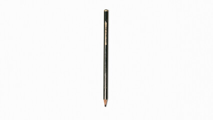 A single black pencil lying on a white surface, photographed in close-up to show its texture and simplicity
