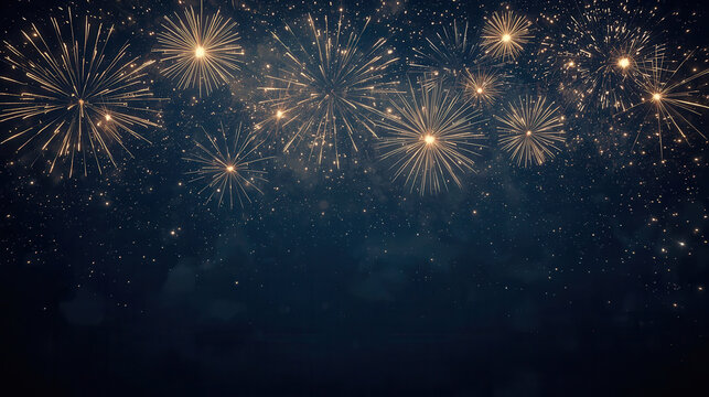 Fuochi d&rsquo;artificio dorati nel cielo notturno. Generative AI