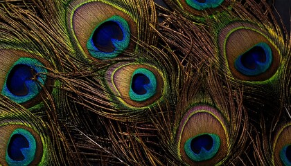 Obraz premium Vibrant Peacock Feather Pattern - A Symphony of Colors and Textures.