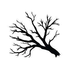 Naklejka premium Silhouette of a bare tree with many branches and no leaves, dead willow branch silhouette vector illustration