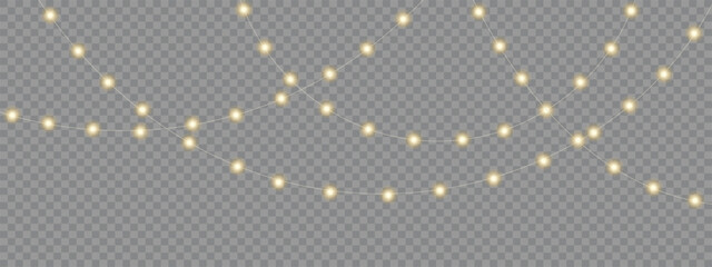 Christmas garland. Christmas light. Holiday decoration, garland with royal lights, LED lamp. Vector illustration