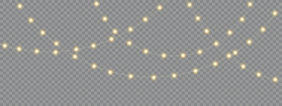 Christmas garland. Christmas light. Holiday decoration, garland with royal lights, LED lamp. Vector illustration