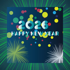 Happy New Year 2026 Celebration With Confetti, Balloons, And Fireworks For Festive Greeting Images