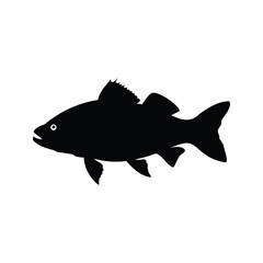 Silhouette of a sleek and powerful fish swimming gracefully in deep waters, fish patrolling territory silhouette vector illustration