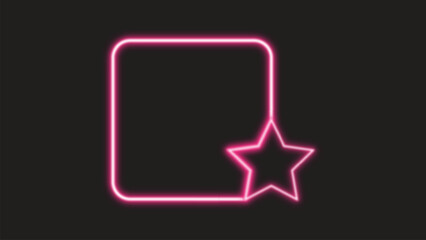 Neon Glowing Frame with Star Shape: Contemporary Pink Light Effect on Dark Background for Digital Design, Posters, Banners, and Social Media