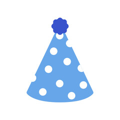 Kids Blue Party Hat with White Polka Dots and Pom Pom Vector Illustration