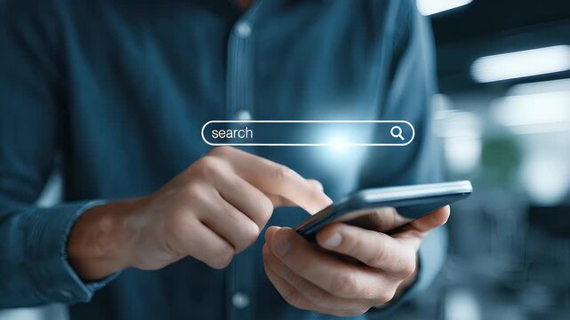 Person using a smartphone to search online