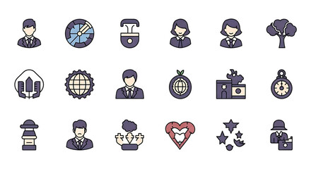 Solid vector icons collection featuring templates, layouts, flowcharts, diagrams, forms, wireframes, tables, grids, onboarding, IT support, communication, business structure, budget, and advertising.