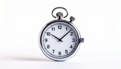 Classic Analog Stopwatch on White Background