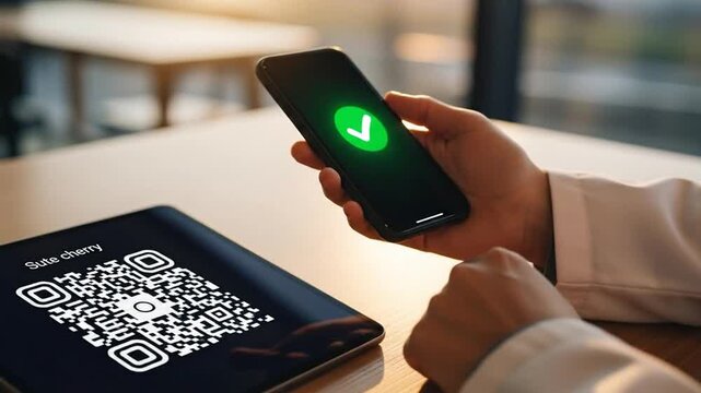 Seamless Payment Experience: Mobile Phone Scanning QR Code on Tablet for Digital Transactions