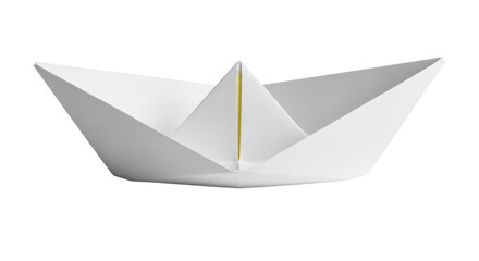 Paper boat isolated PNG on transparent background, origami ship for childhood and nautical themes,...
