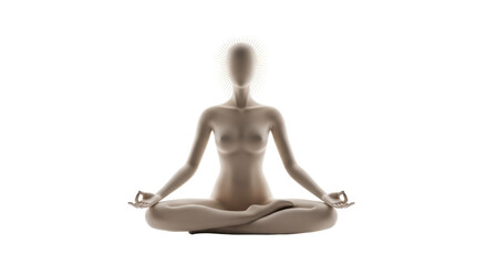 Meditating figure with halo isolated PNG, spiritual enlightenment and inner peace concept on transparent background