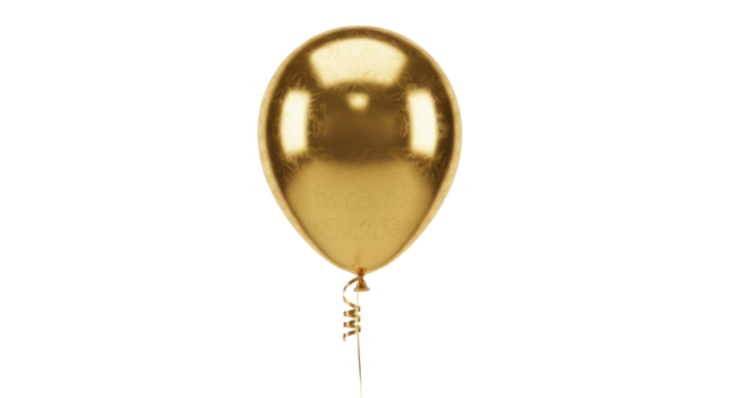 Elegant golden balloon PNG isolated on transparent background, festive party decoration for celebrations and special occasions, shiny and reflective