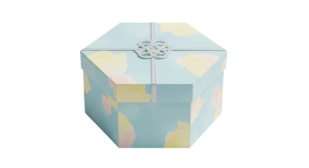 Pastel blue gift box with ribbon and knot isolated PNG, elegant present for special occasions on transparent background