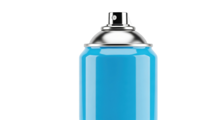 Sky blue spray can isolated PNG on transparent background, aerosol paint container for graffiti art and creative projects