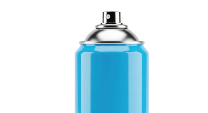 Sky blue spray can isolated PNG on transparent background, aerosol paint container for graffiti art and creative projects