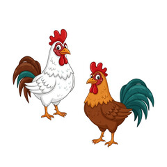 Cartoon roosters vector illustration