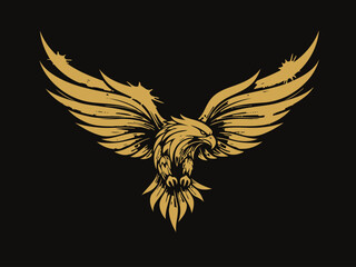 Majestic Eagle Vector Illustration with Golden Strokes Luxury Style Vector Art